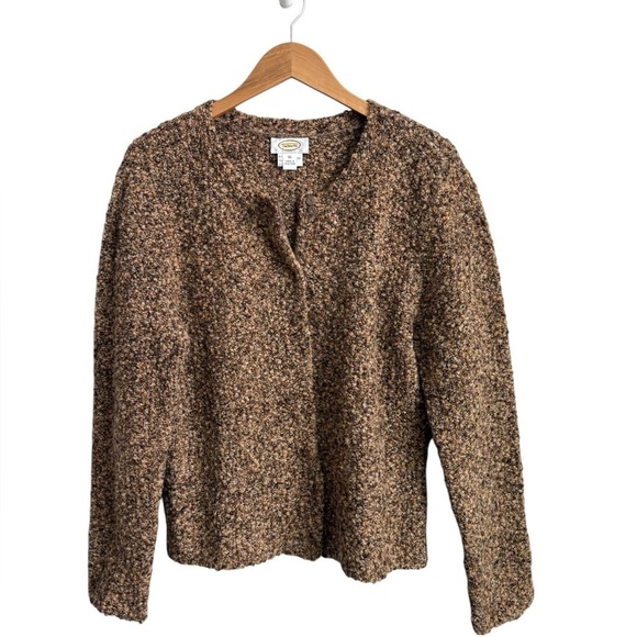 Talbots Sweaters - Vintage Talbots Wool Blend Bouclé Sweater Jacket Made in Hong Kong Brown XL